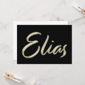 Elias Name white gold Handwriting Karte Kaart (Voorkant / Achterkant in situ)