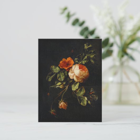 Elias van den Broeck, stil leven met Rozen Briefkaart (Staand voorkant)