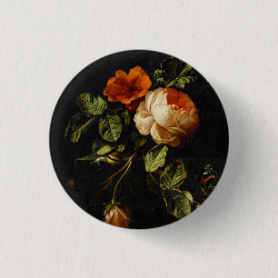 Elias van den Broeck, stil leven met Rozen Ronde Button 3,2 Cm