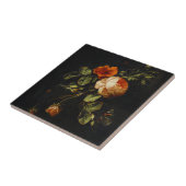 Elias van den Broeck, stil leven met Rozen  Tegeltje (Zijkant)