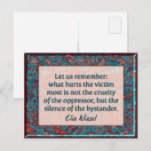 Elie Wiesel Bystander Quote Muurplaquette Briefkaa Briefkaart (Voorkant / Achterkant)