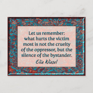 Elie Wiesel Bystander Quote Muurplaquette Briefkaa Briefkaart