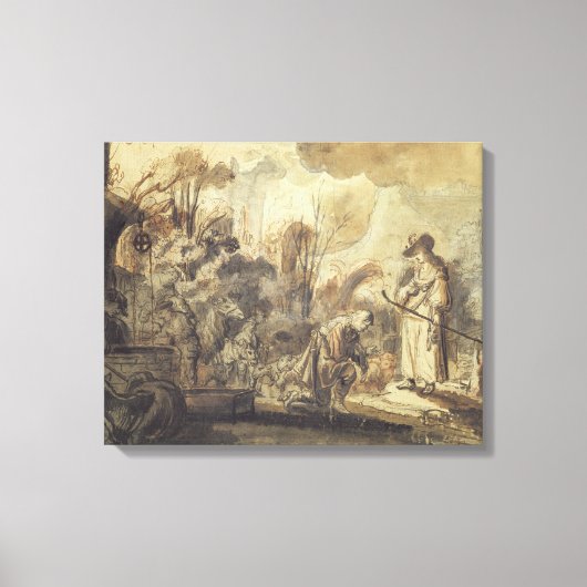 Eliezer en Rebecca bij The Well Canvas Afdruk (Voorkant)