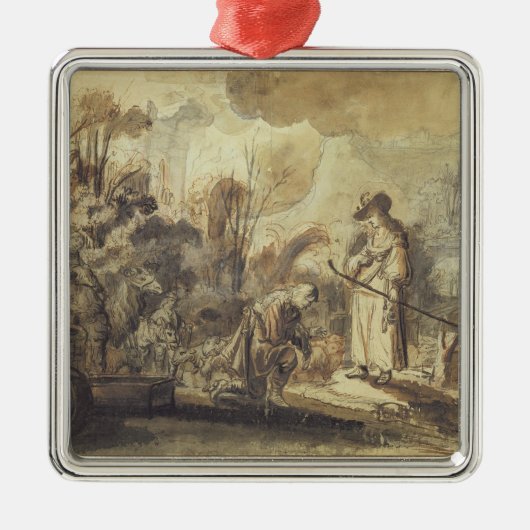 Eliezer en Rebecca bij The Well Metalen Ornament (Voorkant)