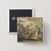 Eliezer en Rebecca bij The Well Vierkante Button 5,1 Cm (Voorkant /achterkant)