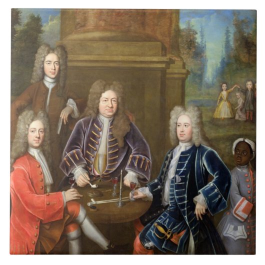 Elihu Yale (1648-1721), tweede hertog van Devonshi Tegeltje (Voorkant)