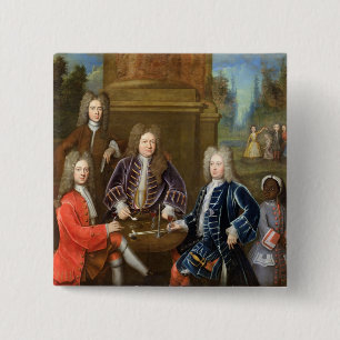 Elihu Yale (1648-1721), tweede hertog van Devonshi Vierkante Button 5,1 Cm