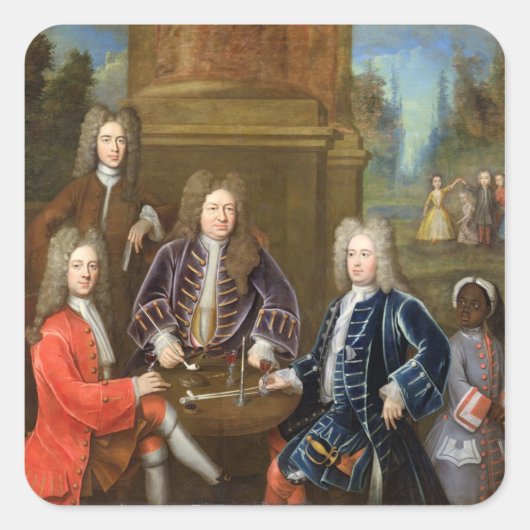 Elihu Yale (1648-1721), tweede hertog van Devonshi Vierkante Sticker (Voorkant)