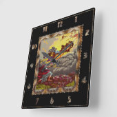 Elijah Ascends to Heaven Square Clock 1a Vierkante Klok (Hoek)