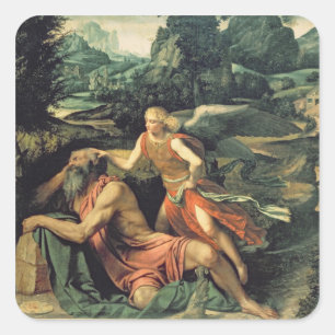 Elijah Bezocht door een Angel, c.1534 Vierkante Sticker