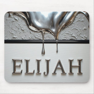 Elijah Chrome Naamplaat Met Vloeibare Metaal Drupp Muismat