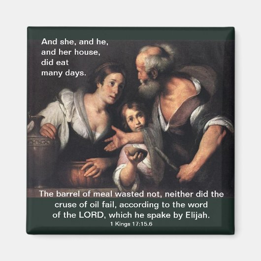 Elijah en de weduwe van Zarephath - Magnet (Voorkant)