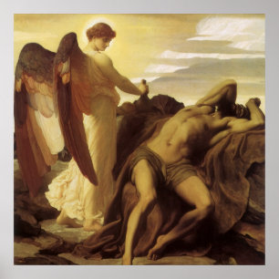 Elijah in de wildernis door Lord Frederic Leighton Poster