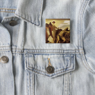 Elijah in de wildernis door Lord Frederic Leighton Vierkante Button 5,1 Cm