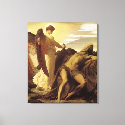Elijah in Wilderness door Lord Frederic Leighton Canvas Afdruk (Voorkant)