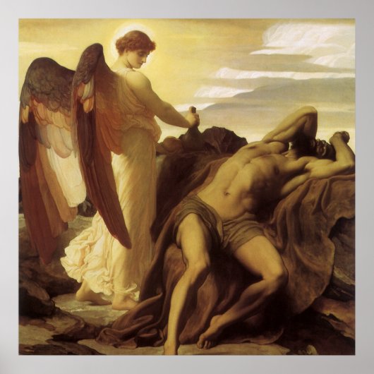 Elijah in Wilderness door Lord Frederic Leighton Poster (Voorkant)