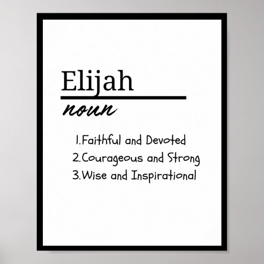 Elijah, jongen gepersonaliseerde naam definitie poster (Voorkant)