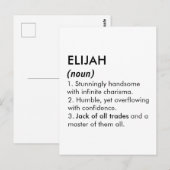 Elijah naam, Bewerkbare naam, Aangepaste naam Briefkaart (Voorkant / Achterkant)