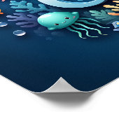 Elijah Ocean Nursery Onderwater Zee Animals Poster (Hoek)