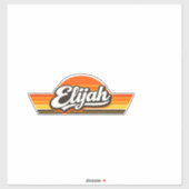 Elijah Retro Zonsondergang Naam Ontwerp Sticker (Vel)