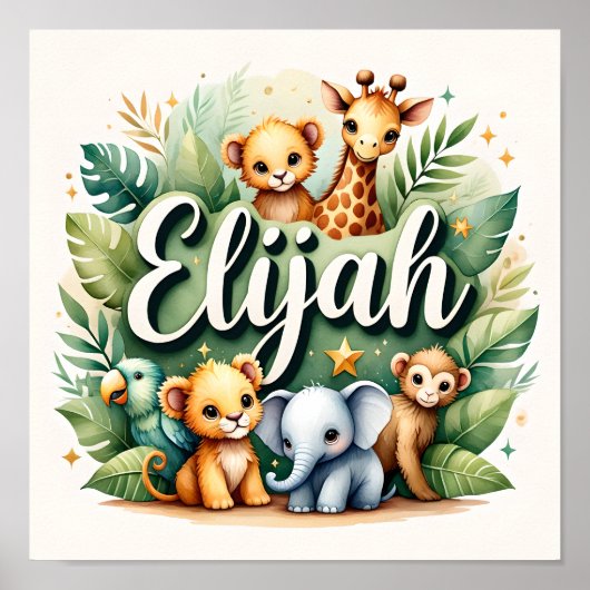 Elijah Safari Nursery Wall Art Poster (Voorkant)