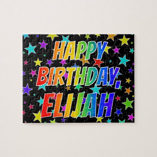 "ELIJAH" Voornaam, Fun "HAPPY BIRTHDAY" Legpuzzel (Horizontaal)