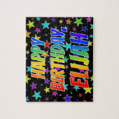 "ELIJAH" Voornaam, Fun "HAPPY BIRTHDAY" Legpuzzel (Verticaal)