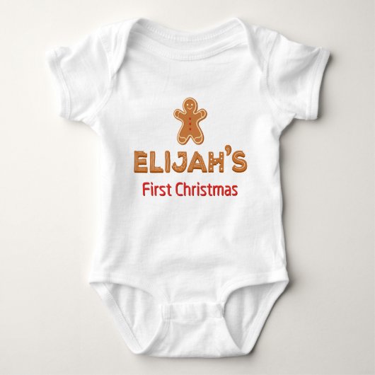 Elijah's Eerste Kerst Gingerbread Persoonlijk Romper (Voorkant)