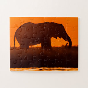 Eliphant Grazing at Sunset Legpuzzel