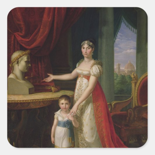 Elisa Bonaparte Grand Duchess van Toscane Vierkante Sticker (Voorkant)