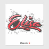 Elisa red Heart Graffiti Aufkleber Sticker (Vel)