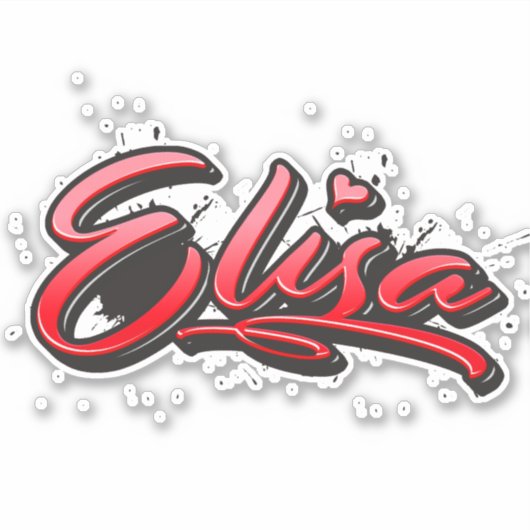 Elisa red Heart Graffiti Aufkleber Sticker (Voorkant)