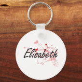 Elisabeth Artistic Name Design met Hearts Sleutelhanger (Voorkant)