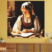 "Elisabeth", "De jonge geleerde" Canvas Afdruk (Insitu (Woonkamer))