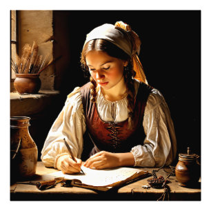 "Elisabeth", "De jonge geleerde" Foto Afdruk