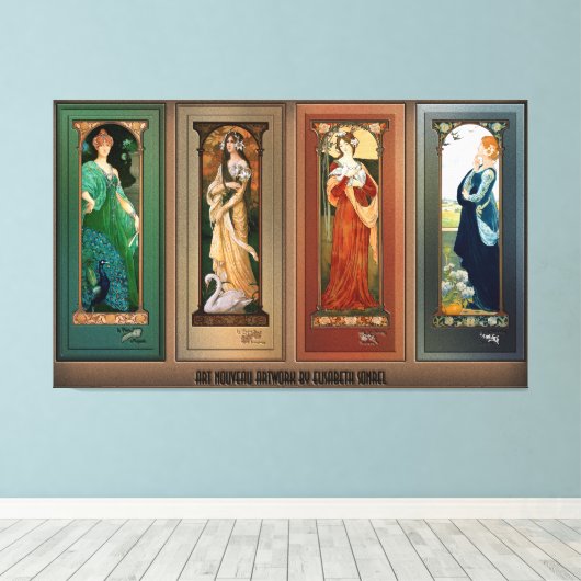 Élisabeth Sonrel Art Nouveau Maiden Bird Series Canvas Afdruk (Insitu (Houten vloer))