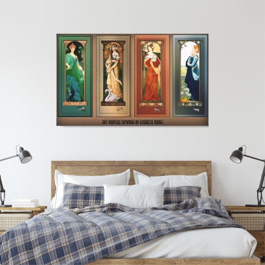 Élisabeth Sonrel Art Nouveau Maiden Bird Series Canvas Afdruk (Insitu (Slaapkamer))