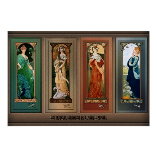 Élisabeth Sonrel Art Nouveau Maiden Bird Series Perfect Poster (Voorkant)