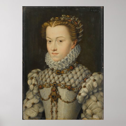 Elisabeth van Oostenrijk - Francois Clouet - c1571 Poster (Voorkant)