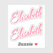Elisabethnaam in roze cursieve letters x2 sticker (Vel)