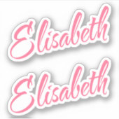 Elisabethnaam in roze cursieve letters x2 sticker (Voorkant)