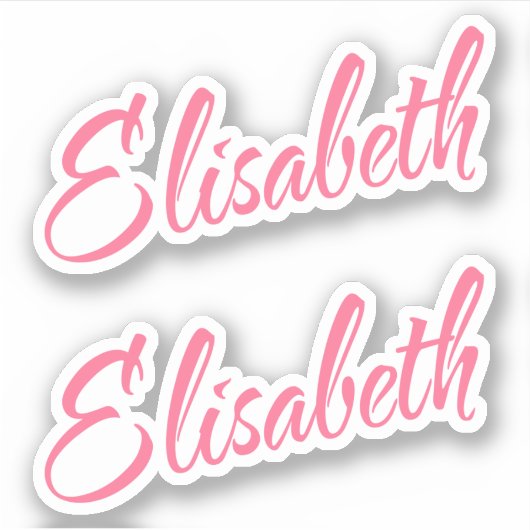 Elisabethnaam in roze cursieve letters x2 sticker (Voorkant)