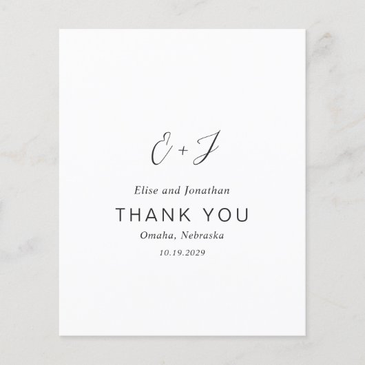 Elise Elegant Wedding Bedankt Card (Voorkant)