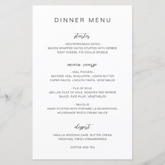 Elise Elegant Wedding Menu (Voorkant)