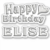Elise Happy Birthday silver Aufkleber Sticker (Voorkant)