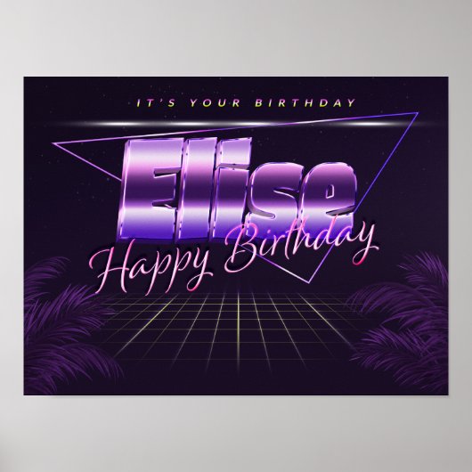 Elise-naam Vorname lila retro Poster Geburtstag (Voorkant)