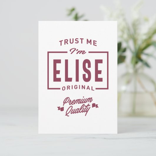 Elise Personalized Name Birthday Gift RSVP Kaartje (Staand voorkant)