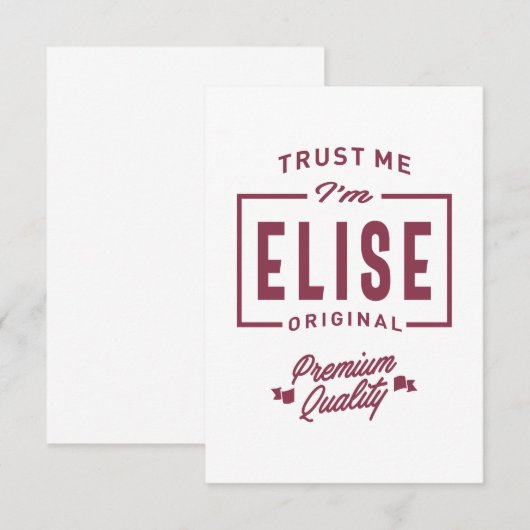 Elise Personalized Name Birthday Gift RSVP Kaartje (Voorkant / Achterkant)