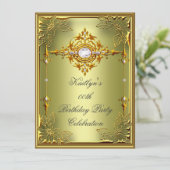 Elite Avocado Green Gold Birthday 2 Kaart (Staand voorkant)