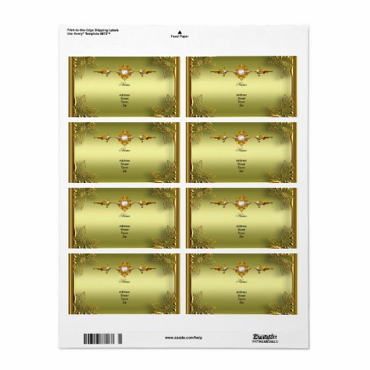 Elite Avocado Groen Goud Verloving Jubileum Etiket (Full Sheet)